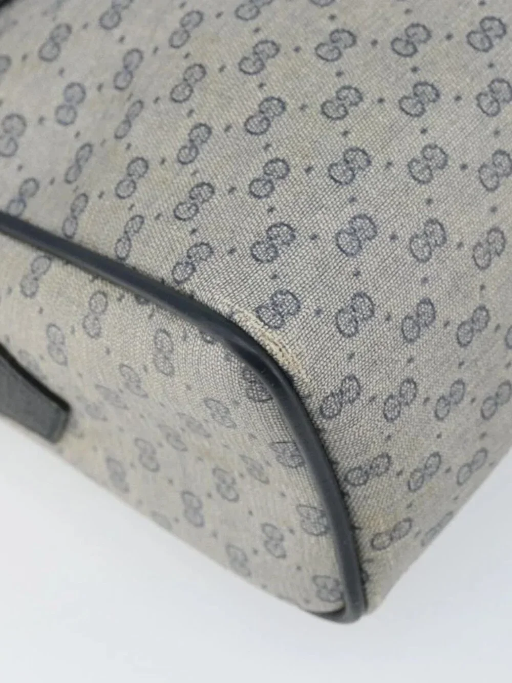 GUCCI Micro GG Supreme Sherry Line Bag PVC Navy Gold 001 56 0852 Auth am10608